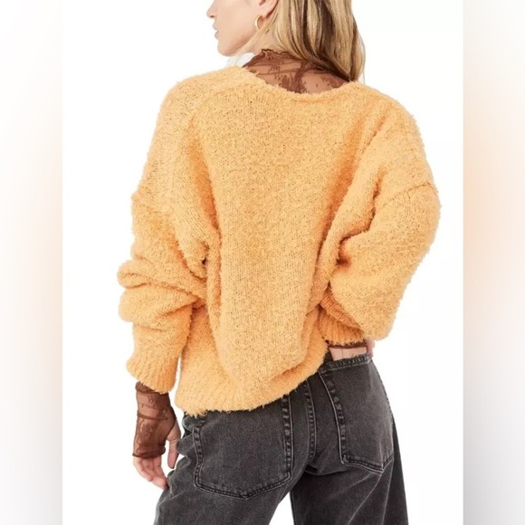 Free People We The Free Women's Theo V-Neck Sweater Goldy Yellow - Picture 2 of 10